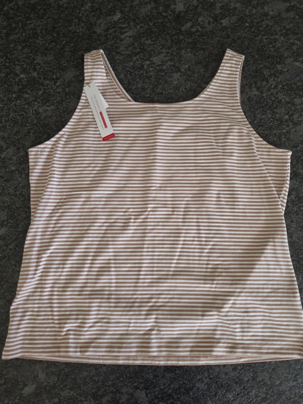 NWT Talbots 180° Two Way Reversible White & Tan Tank. Size XL. V & Scoop Neck - Picture 2 of 7
